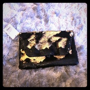 NWT A New Day Black and Gold Sequin Clutch